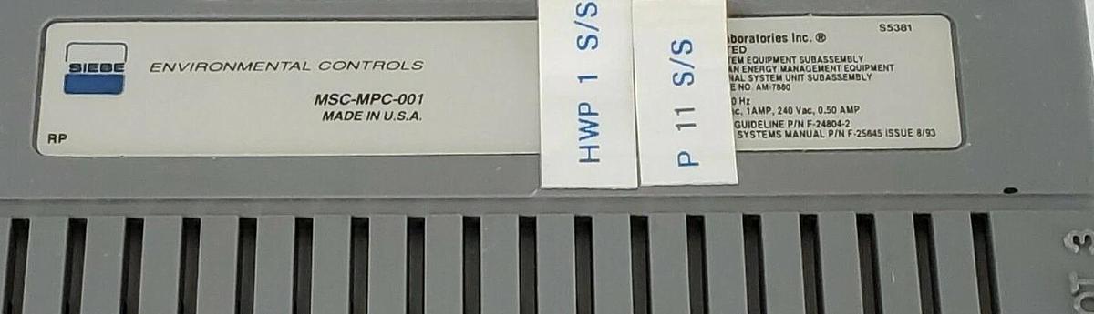 Used INVENSYS ENVIRONMENTAL CONTROLS MSC-MPC-001 MULTIPURPOSE CONTROLLER MSCMPC001