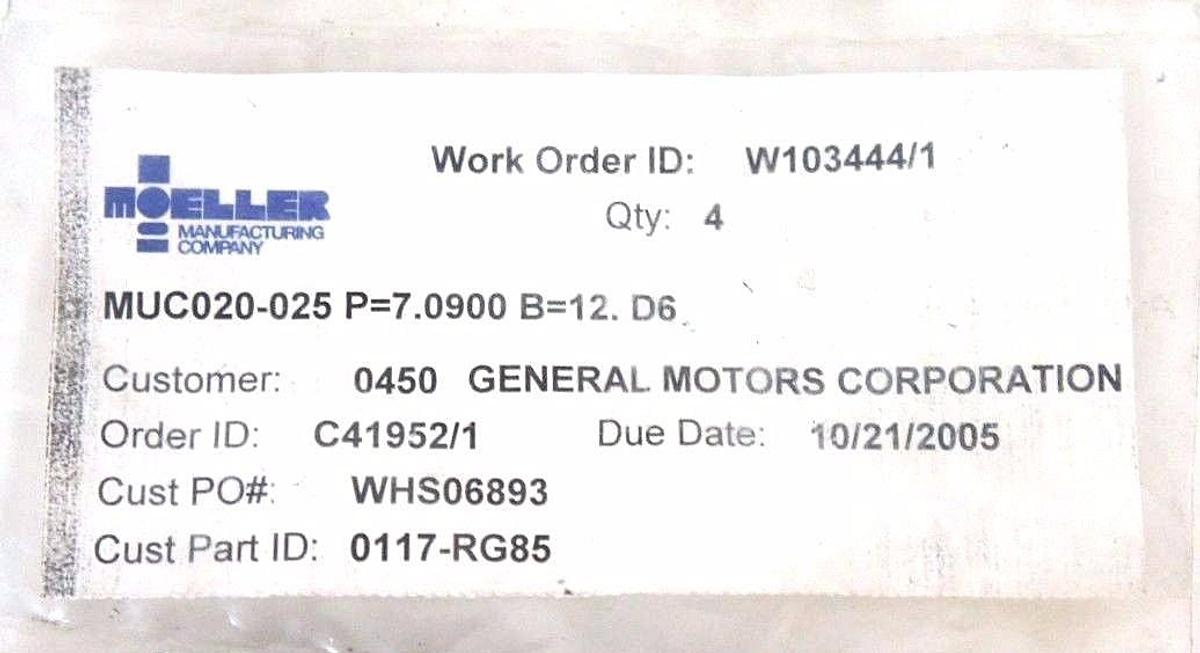 BAG OF 4 NEW MOELLER 0117-RG85 PUNCHES MUC020-025 P=7.0900 B=12.D6