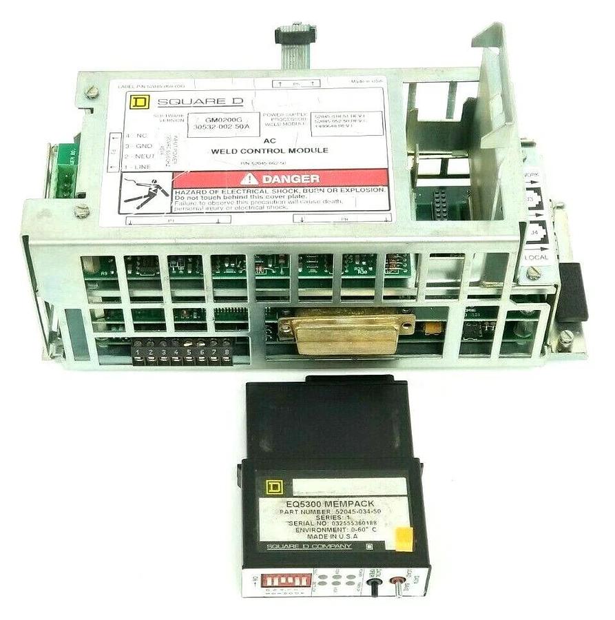 Used SQUARE D 52045-062-50 WELD CONTROL MODULE W/ EQ5300 52045-034-50 MEMPACK GM0200G