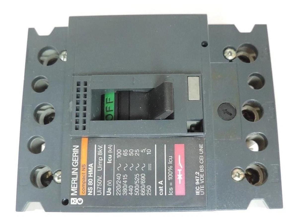 Used MERLIN GERIN NS 80 HMA CIRCUIT BREAKER 80AMP, 3POLE, 750V, NS80HMA