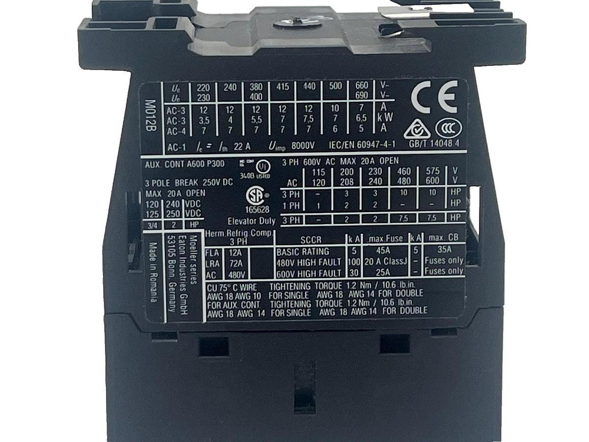 Used EATON DIL M12-10 / XTCE012B10 3-Pole IEC CONTACTOR XT IEC 12A 220V 50Hz NSNP