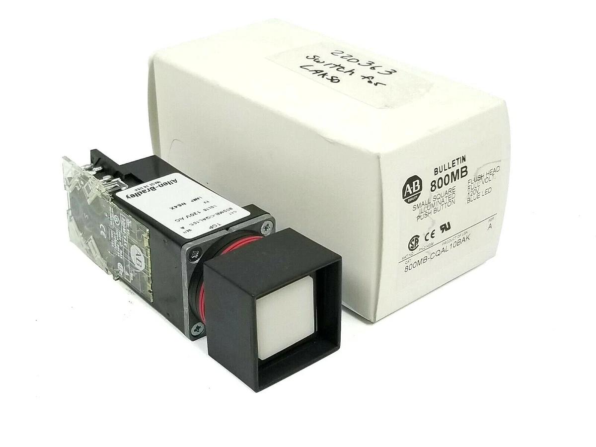 NEW ALLEN BRADLEY 800MB-CQAL10BAK SER. A BLUE SQUARE PUSH BUTTON 800MBCQAL10BAK