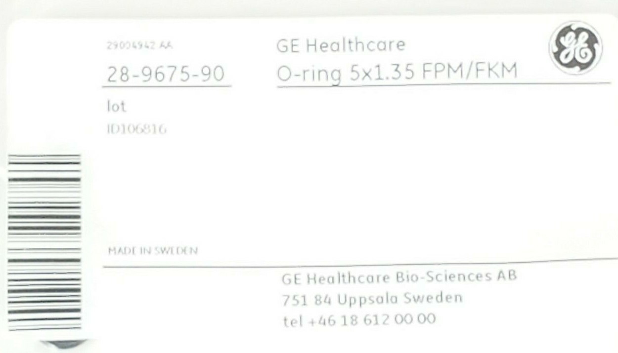 BAG OF 2 NEW GE HEALTHCARE 28-9675-90 O-RINGS 5x1.35 FPM/FKM 28967590