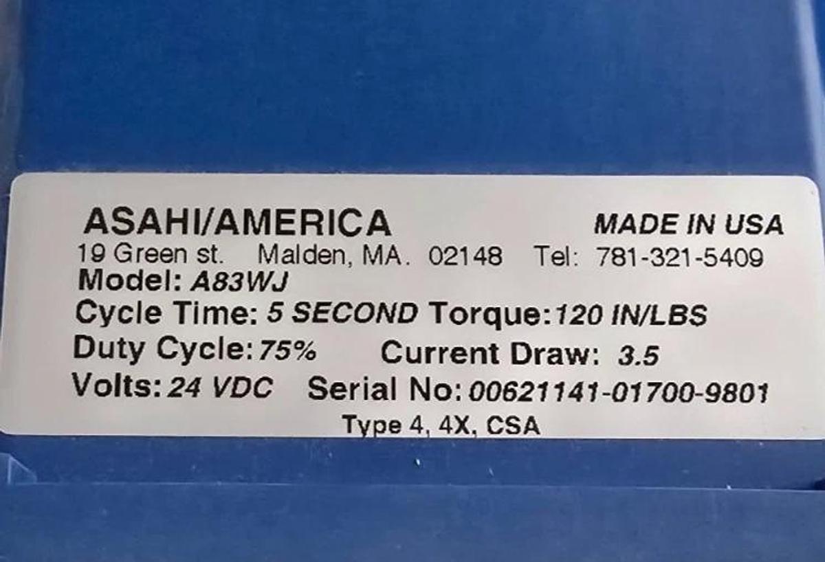 Asahi/America 2002010 Series 83 Electric Actuator 2104750 24V for 1" Ball Valve