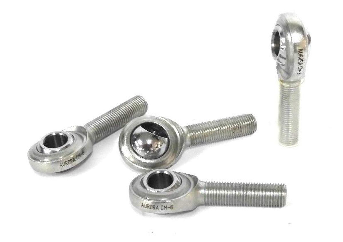 Used LOT OF 4 NEW AURORA CM-6 ROD ENDS MALE 1/4IN BORE
