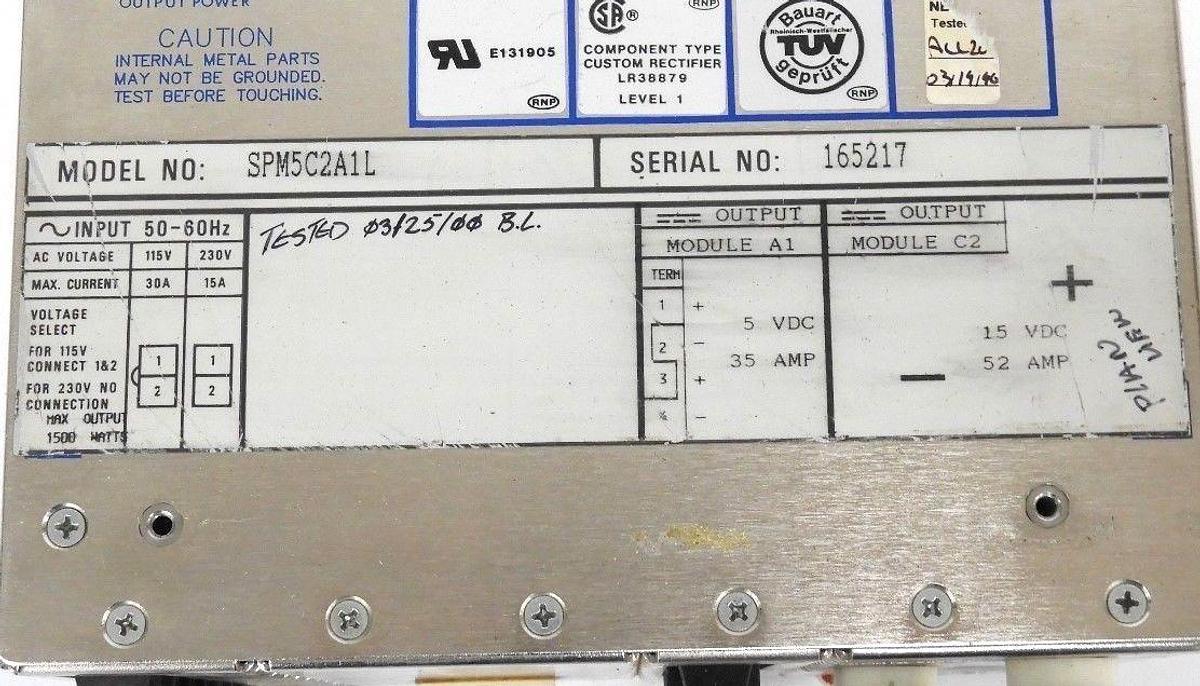 Used POWER ONE SPM5C2A1L INTERNATIONAL SERIES SWITCHING POWER SUPPLY