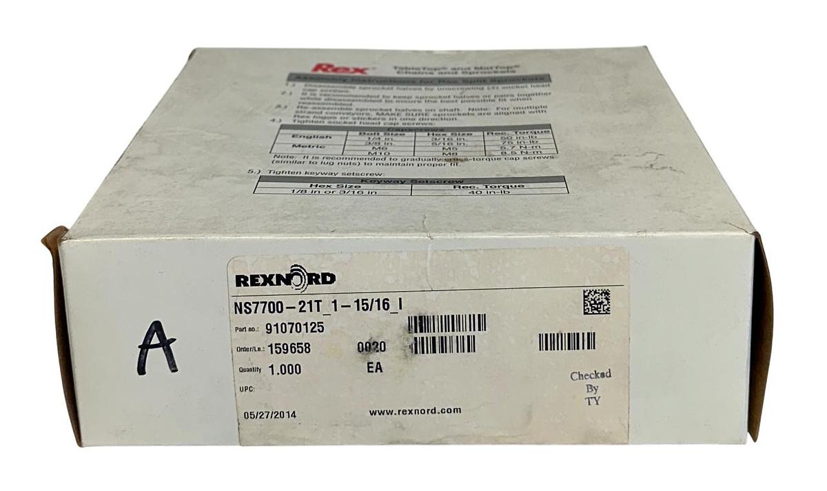 Used REXNORD NS7700-21T_1-15/16_I / 91070125 SPROCKET FLATTOP 1-15/16'' BORE NSMP