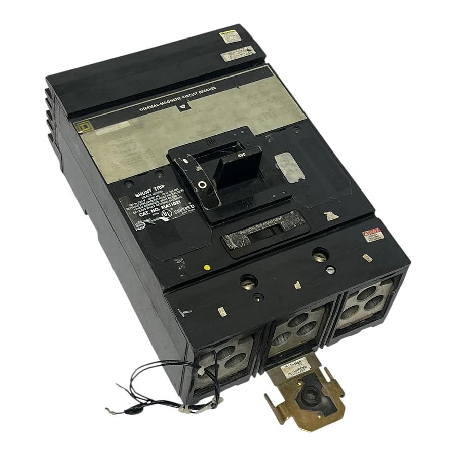 Used Square D MH36800 Circuit Breaker 3P 800A 600V w/ MA11021 Shunt Trip