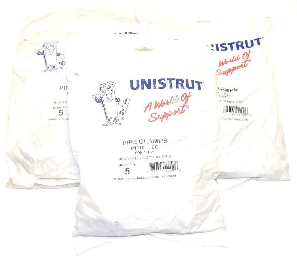 Used NEW UNISTRUT P1115 PIPE CLAMPS FOR 1-1/2'' RIGID STEEL CONDUIT (GRC) QTY: 15