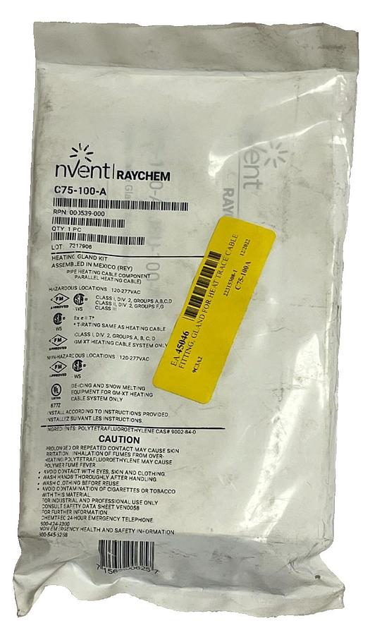 Used nVent Raychem C75-100-A Heating Cable Gland Kit | NEMA 4X | Cold-Applied | 3/4"