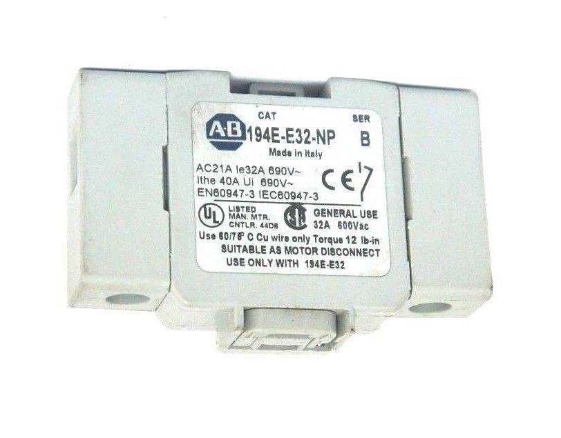 Used ALLEN BRADLEY 194E-E32-NP AUXILIARY CONTACT SER. B, 194EE32NP