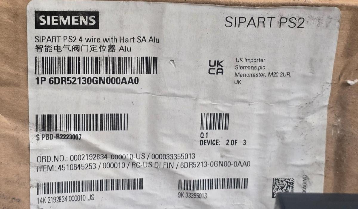 Used Siemens SIPART PS2 6DR5213-0GN00-0AA0 Smart Positioner HART Single-Acting NSMP