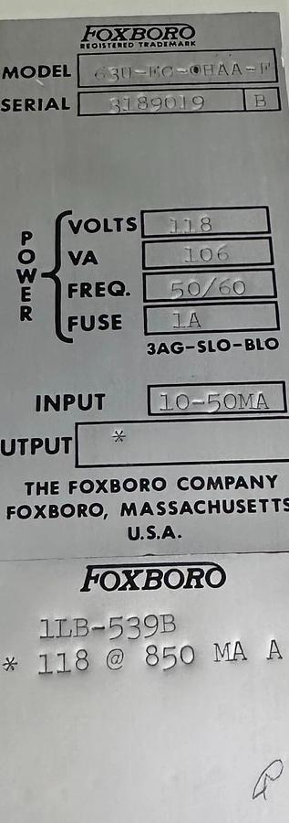 Used FOXBORO 63U-EC-OHAA-F / 63UECOHAAF ALARM MODULE FOR HI-LINE SYSTEM 1LB-539B