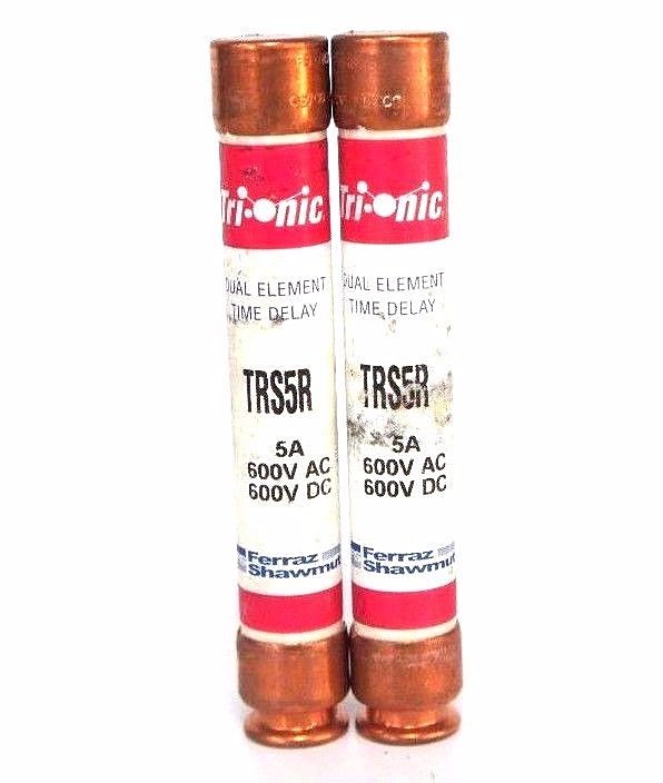 Used LOT OF 2 NEW FERRAZ SHAWMUT TRS5R 5A 600V FUSE DUAL ELEMENT TIME DELAY CLASS RK5
