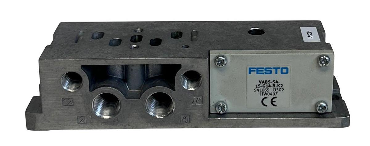Used FESTO VABS-S4-1S-G14-B-K2 / 541065 VABS SERIES SUB-BASE MANIFOLD USNP
