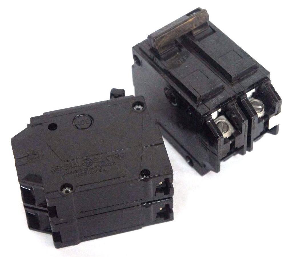 Used LOT OF 2 GENERAL ELECTRIC THQL2115 CIRCUIT BREAKERS 15 AMP 120/240V 2POLE PLUG O