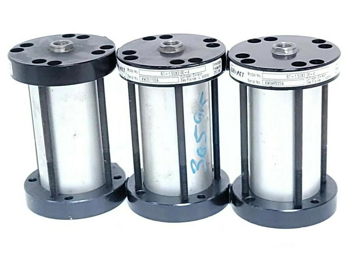 Used LOT OF 3 LIN-ACT ST-1.50X3.00-4 CYLINDERS 250PSI
