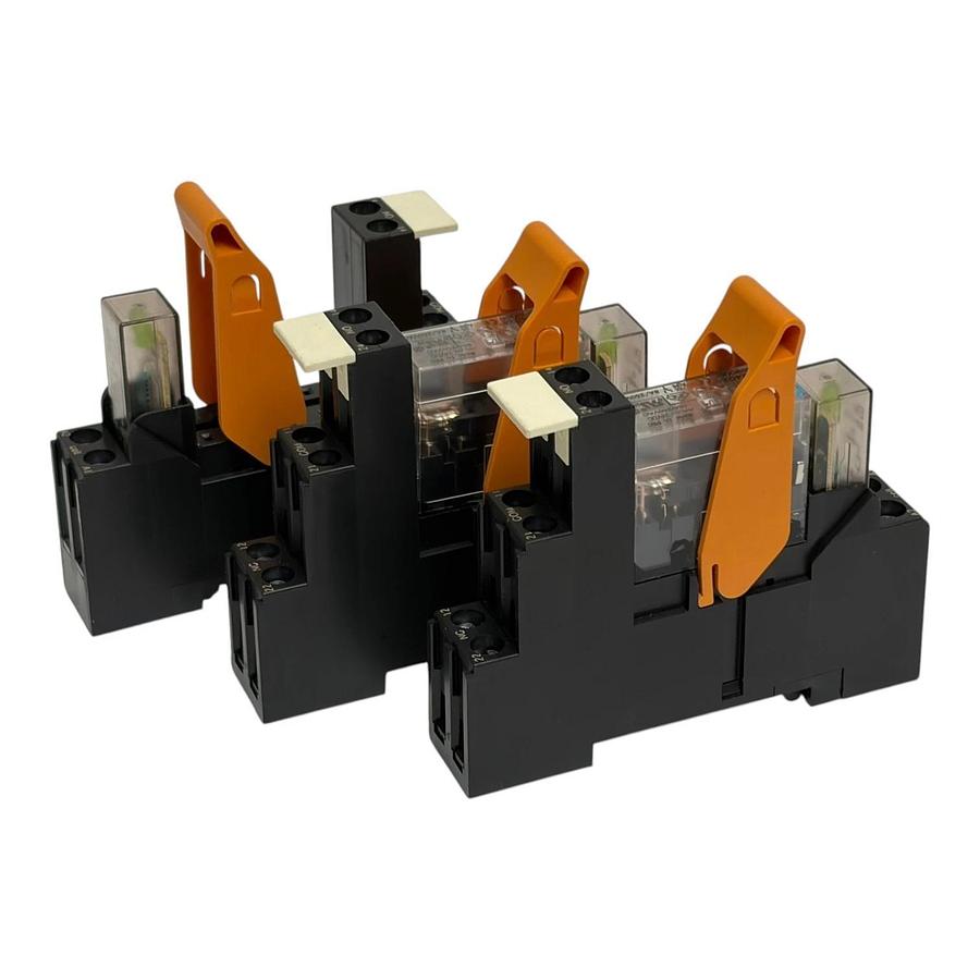 Lot of 3 Weidmuller SRC-I 2CO 8869490000 Relay Sockets with 2 RCI424024 Relays