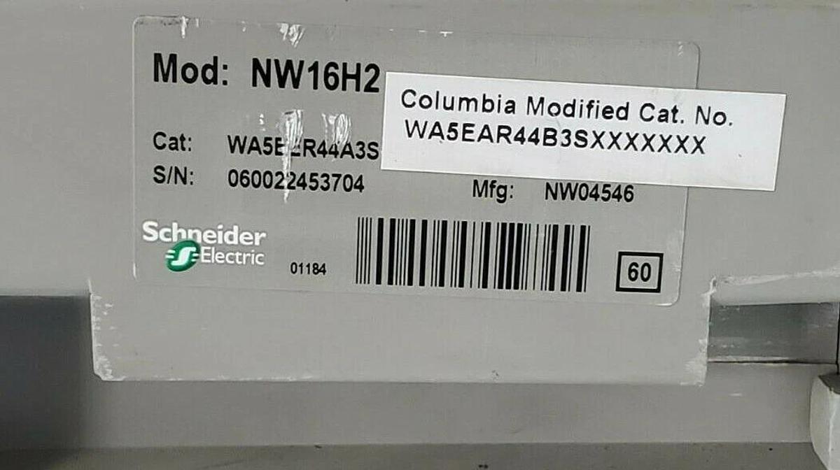 Used SQUARE D NW16H2 1600A MASTERPACT CIRCUIT BREAKER WA5EER44A3S WA5EER44A3SXXXXXXX