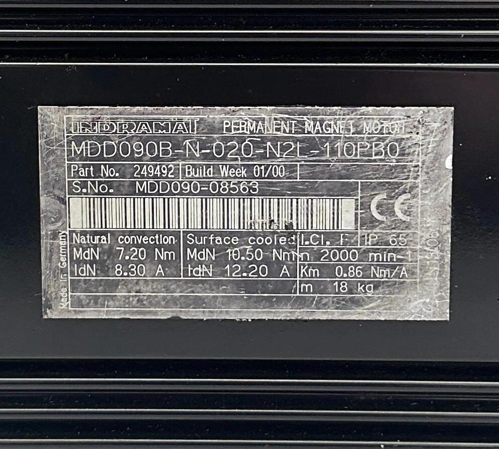 Refurbished INDRAMAT MDD090B-N-020-N2L-110PB0 / R911249492 / 249492 SERVO MOTOR 3PH REMAN
