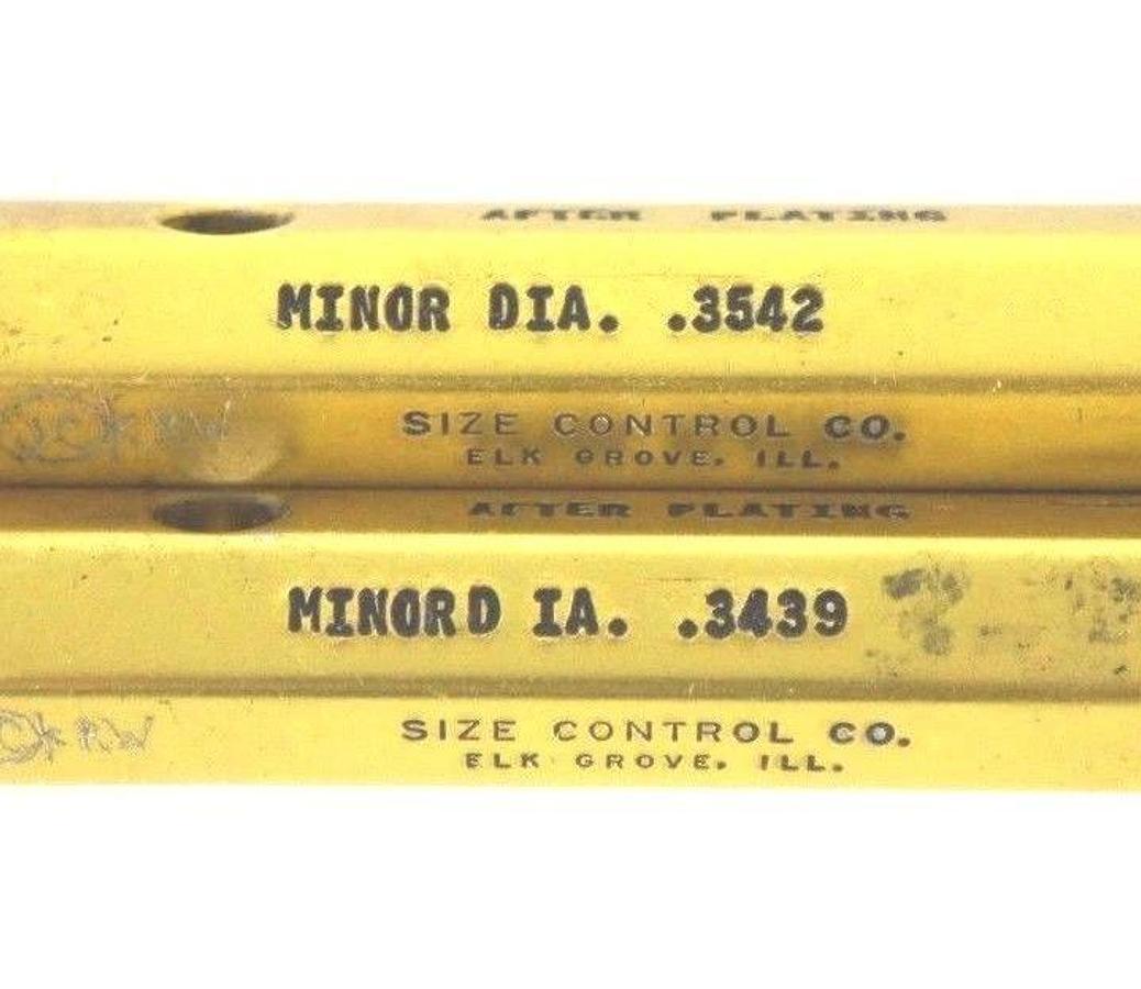 Used LOT OF 2 SIZE CONTROL CO. 10MM X 1.0MM THREAD GAGES