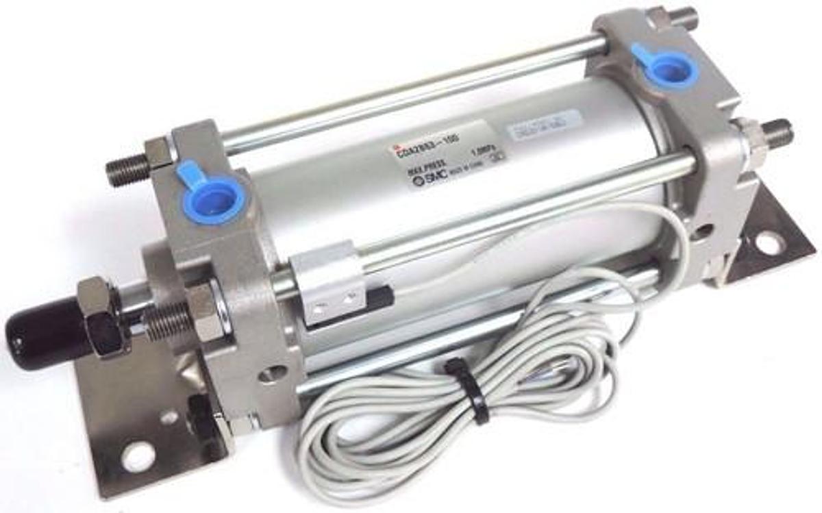 Used NEW SMC CDA2B63-100 TIE-ROD CYLINDER 63mm BORE, FULL MODEL # CDA2L63-100-Y59BLS