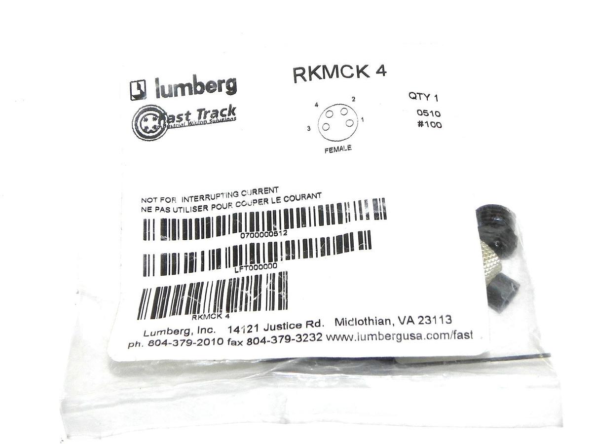 Used NEW LUMBERG RKMCK 4 ATTACHABLE CONNECTOR, FEMALE CONNECTOR, 4-POLE RKMCK4