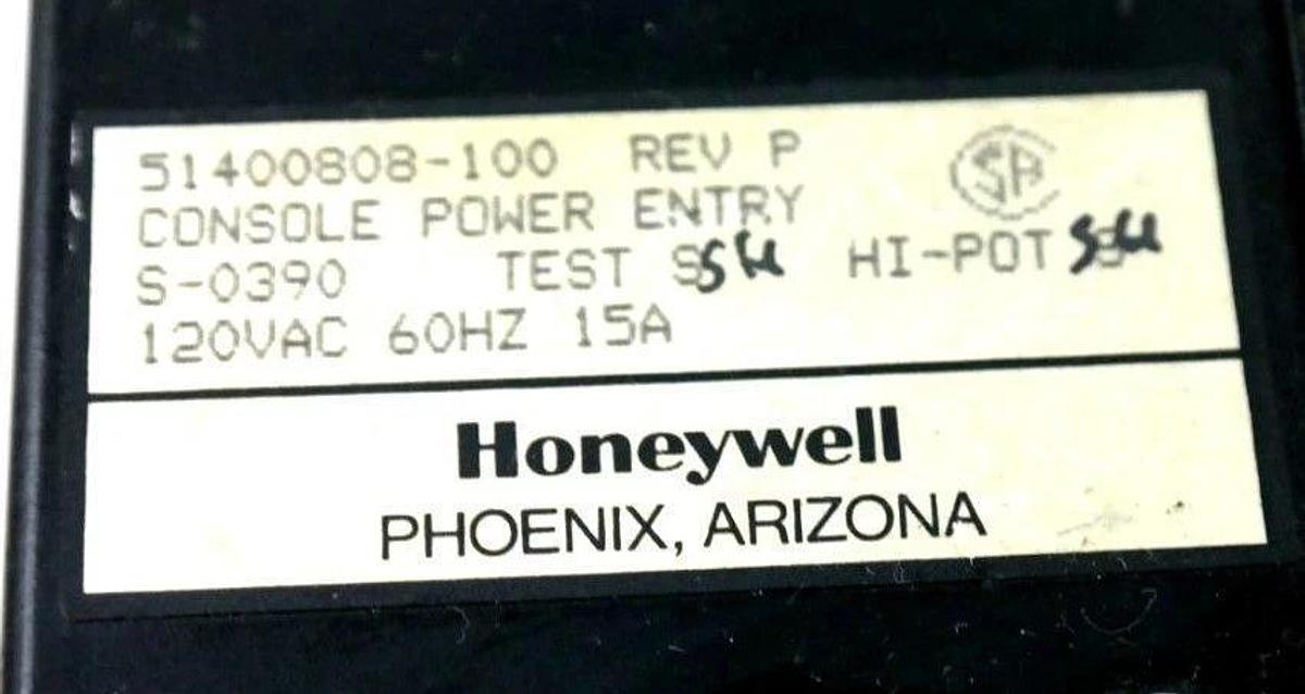 Used HONEYWELL 51400808-100 REV. P POWER ENTRY CONSOLE 120VAC 60HZ 15A 51400808100