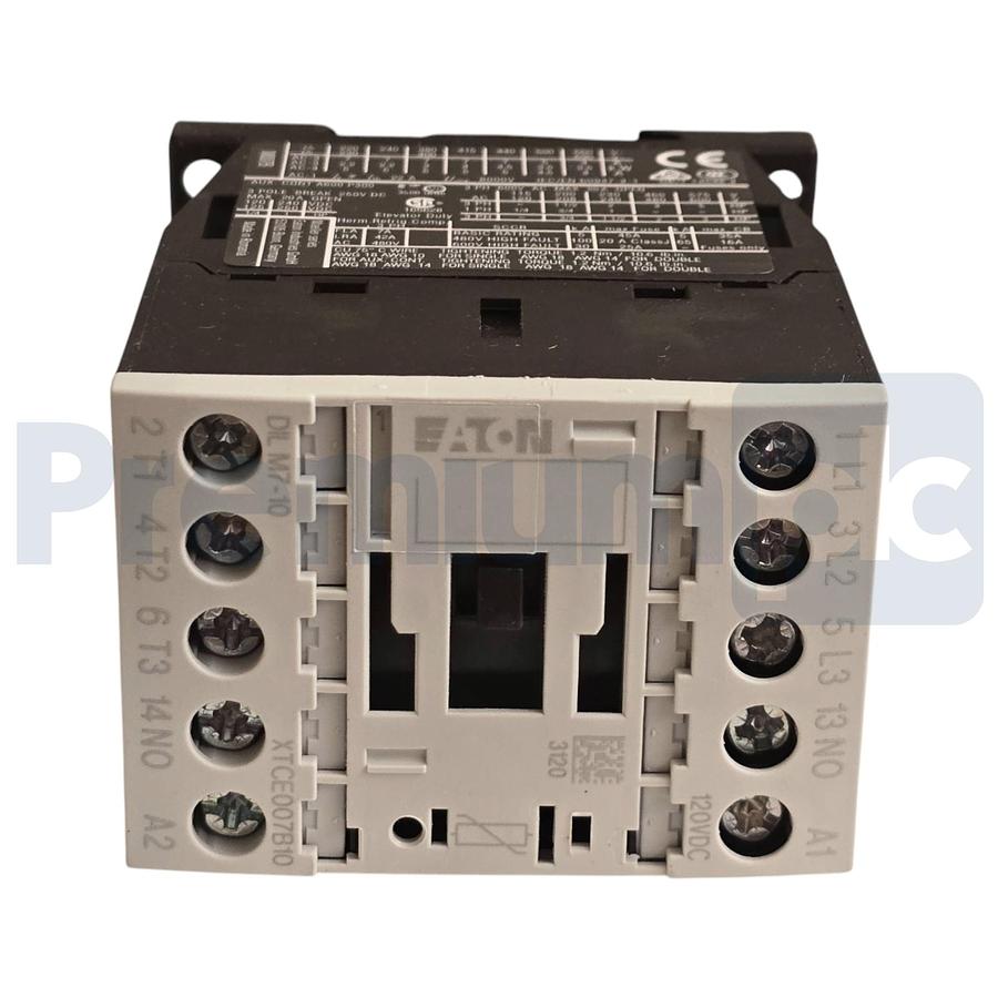 Used EATON XTCE007B10AD - DILM7-10 XT IEC CONTACTOR 7A, 120V DC COIL, 3P DILM710 NSMP