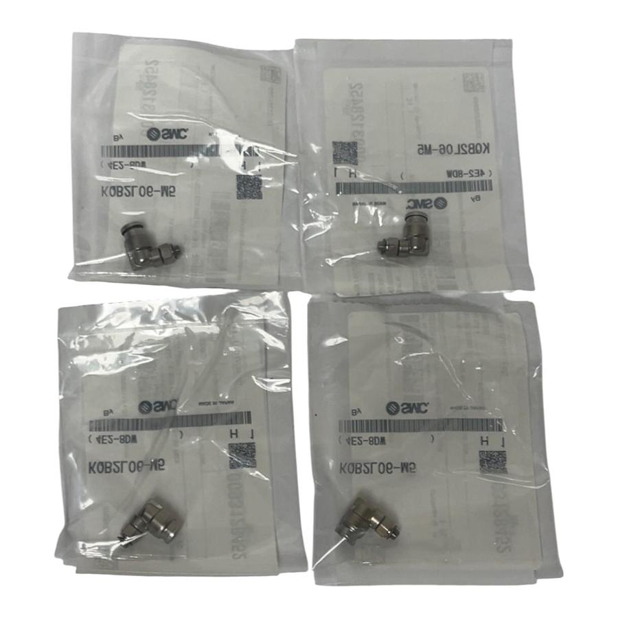 Used Lot of 4 SMC KQB2L06-M5 Brass Male Elbow Fitting 6mm x M5 - New Factory Sealed