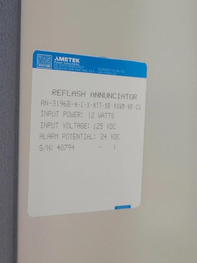 NEW RIS AMETEK AN-3196B-A-C-X-HTT-MR-4XWM-NR-CS REFLASH ANNUNCIATOR W/ SOUNDER