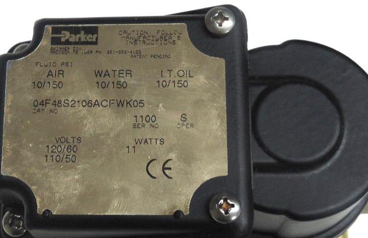Used NEW PARKER 04F48S2106ACFWK05 VALVE 50/60HZ, 110/120V, 11W, 10/150PSI