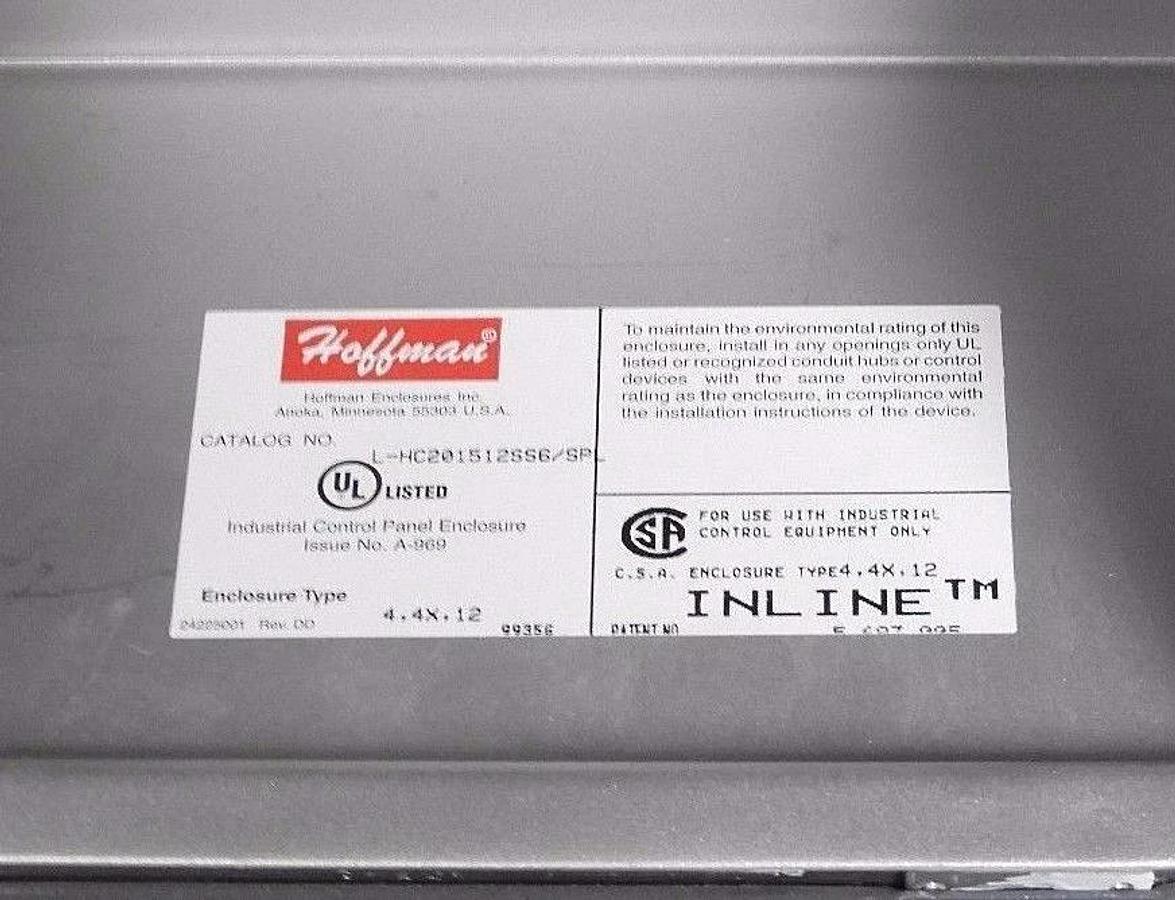 Used NIB HOFFMAN LHC201512SS ENCLOSURE STAINLESS STEEL 4X HINGED COVER LHC201512SS6