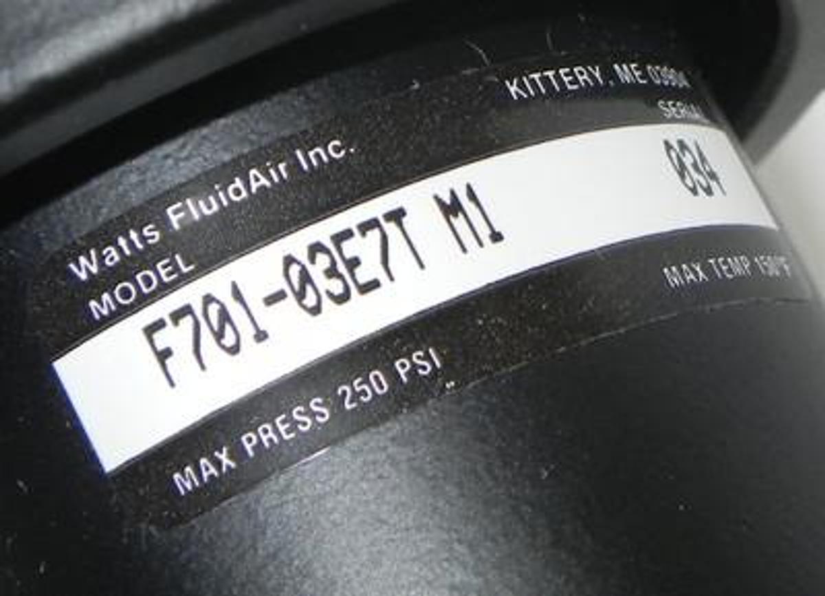Used NIB WATTS FLUIDAIR F701-03E7T-M1 COALESCING FILTER F70103E7TM1