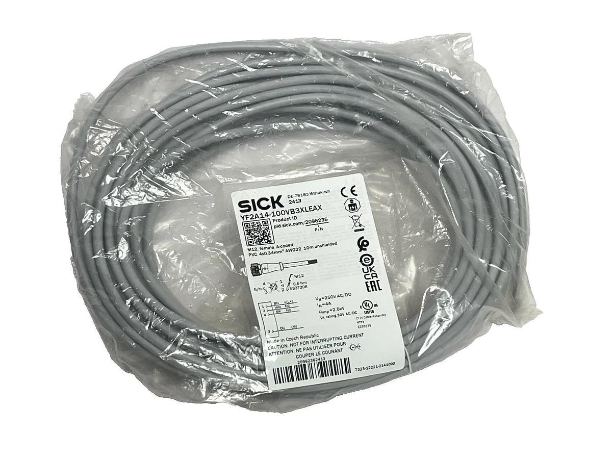 Lot of 2 SICK YF2A14-100VB3XLEAX Sensor Cable M12 4-Pin 10m NEW
