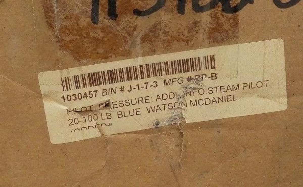 Used NEW WATSON MCDANIEL BP-B DIFFERENTIAL STEAM PILOT 20-100LB, BPB