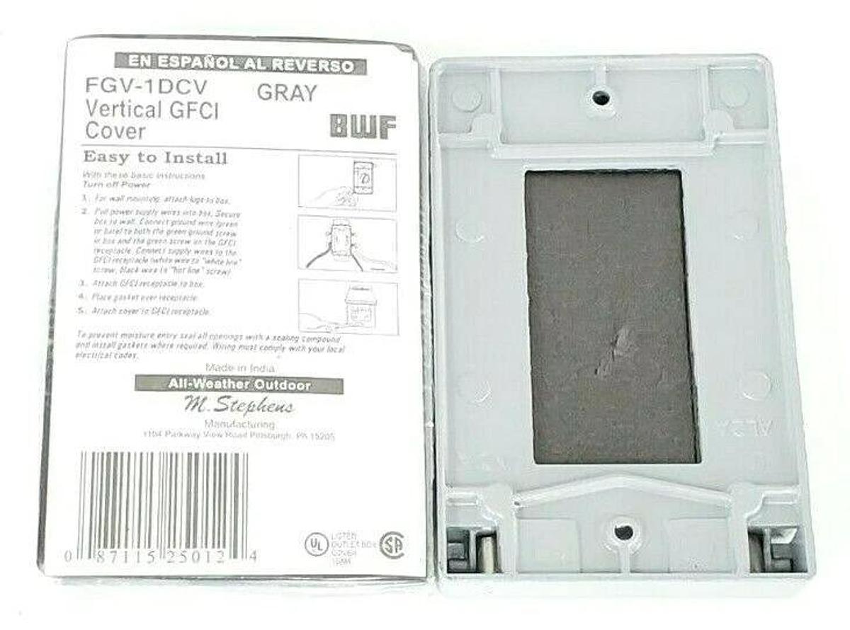 Used LOT OF 2 NEW BWF FGV-1DCV VERTICAL GFCI COVERS GRAY FGV1DCV