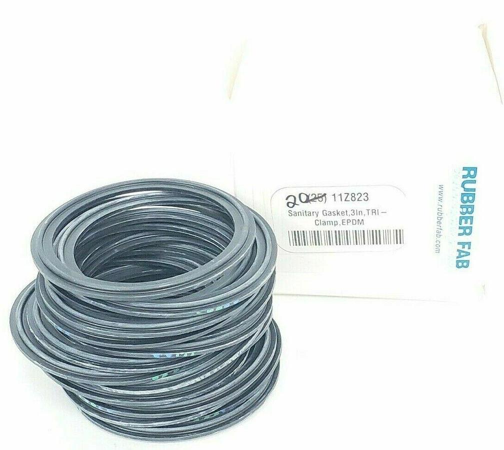 Used BOX OF 20 NEW RUBBER FAB 11Z823 SANITARY GASKET, 3IN'' TRI CLAMP, EPDM