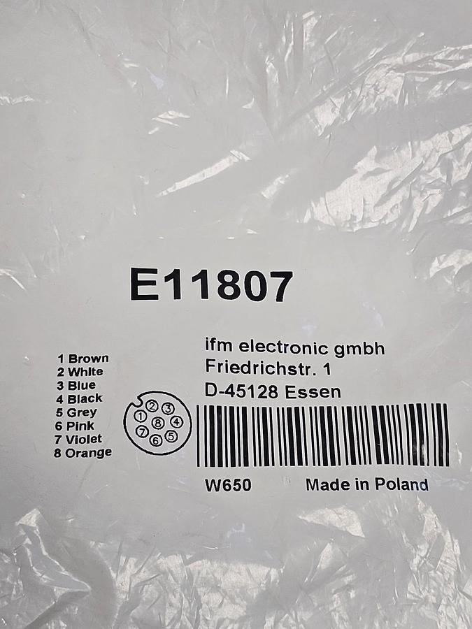 NEW IFM E11807 CORDSET 5M CABLE 8 POLE M12 CONNECTOR