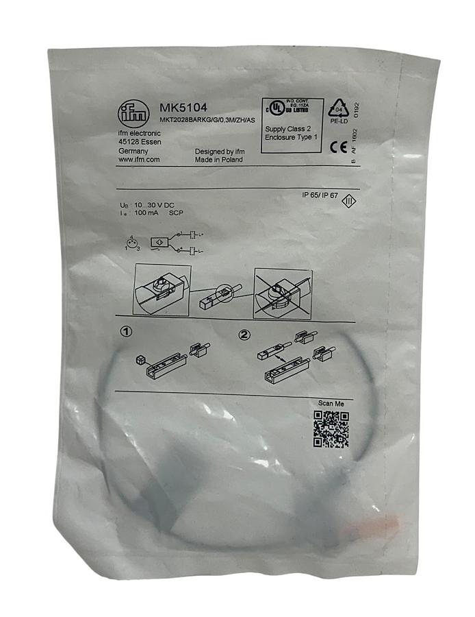 2 IFM MKT2028BARKG/G/0,3M/ZH/AS / MK5104 CYLINDER SENSORS 10-30VDC 100mA NSFS