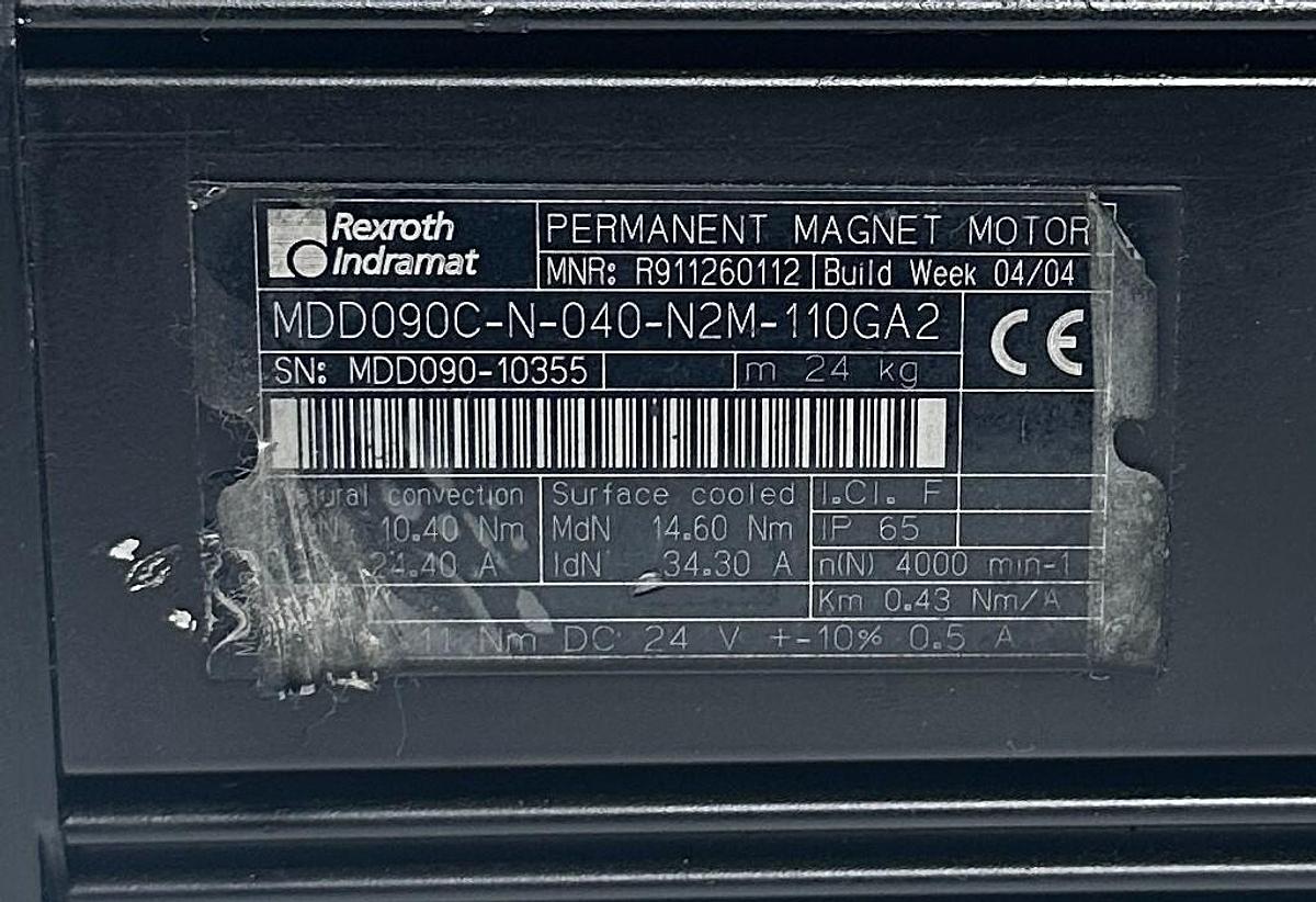 Used REXROTH MDD090C-N-040-N2M-110GA2 / R911260112 SERVO MOTOR 24VDC BRAKE REPAIRED