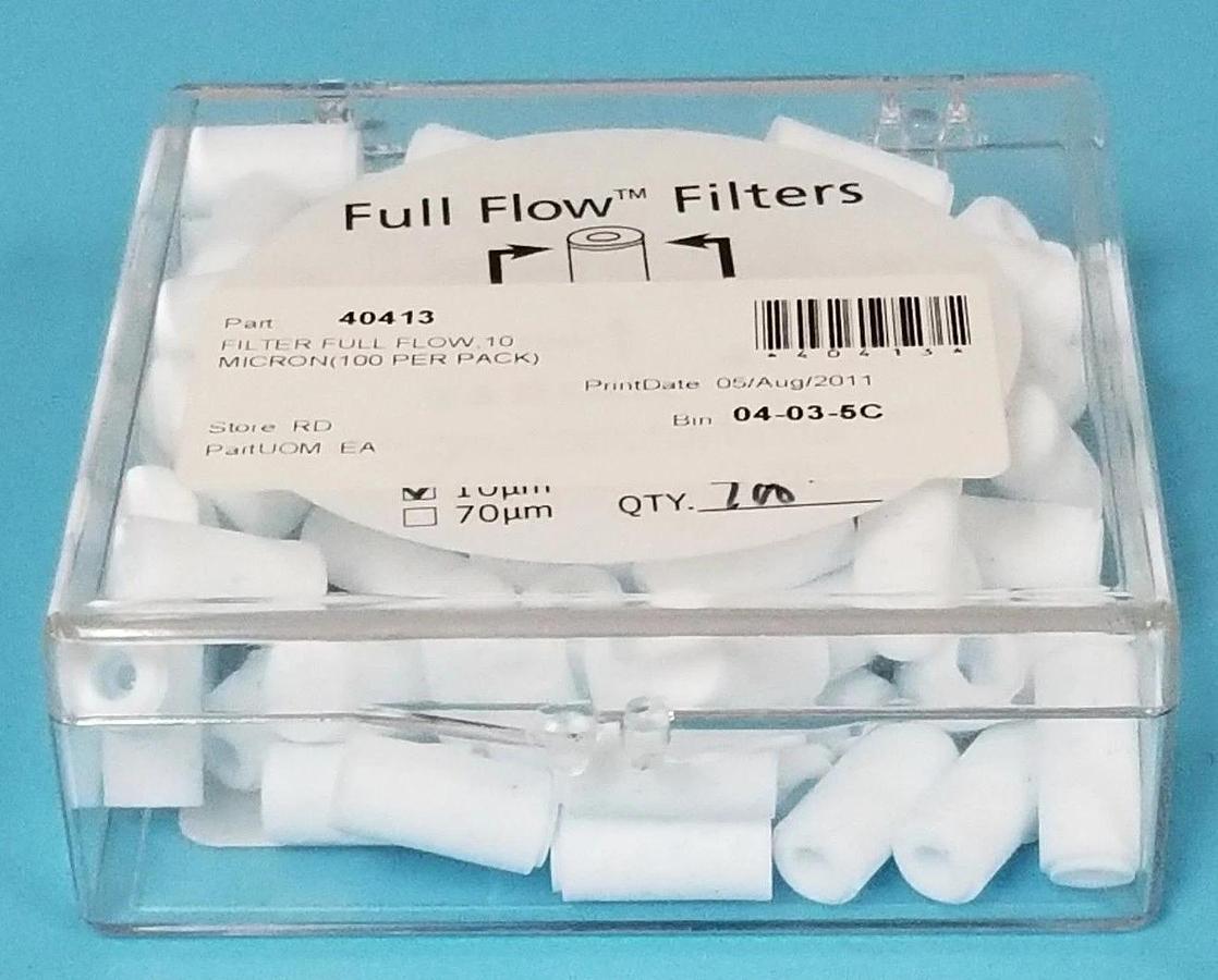 Used LOT OF 100 AGILENT 17-4000 100/FULL FLOW FILTERS, 10 MICRON