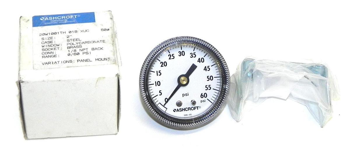 Used NIB ASHCROFT 20W1001TH-01B-XUC PRESSURE GAUGE RANGE 0-60PSI 20W1001TH01BXUC