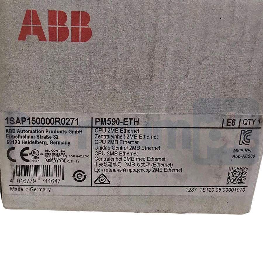 ABB PM590-ETH | 1SAP150000R0271 AC500 Processor Module 2MB ENet 2xRS232/485 NSMP