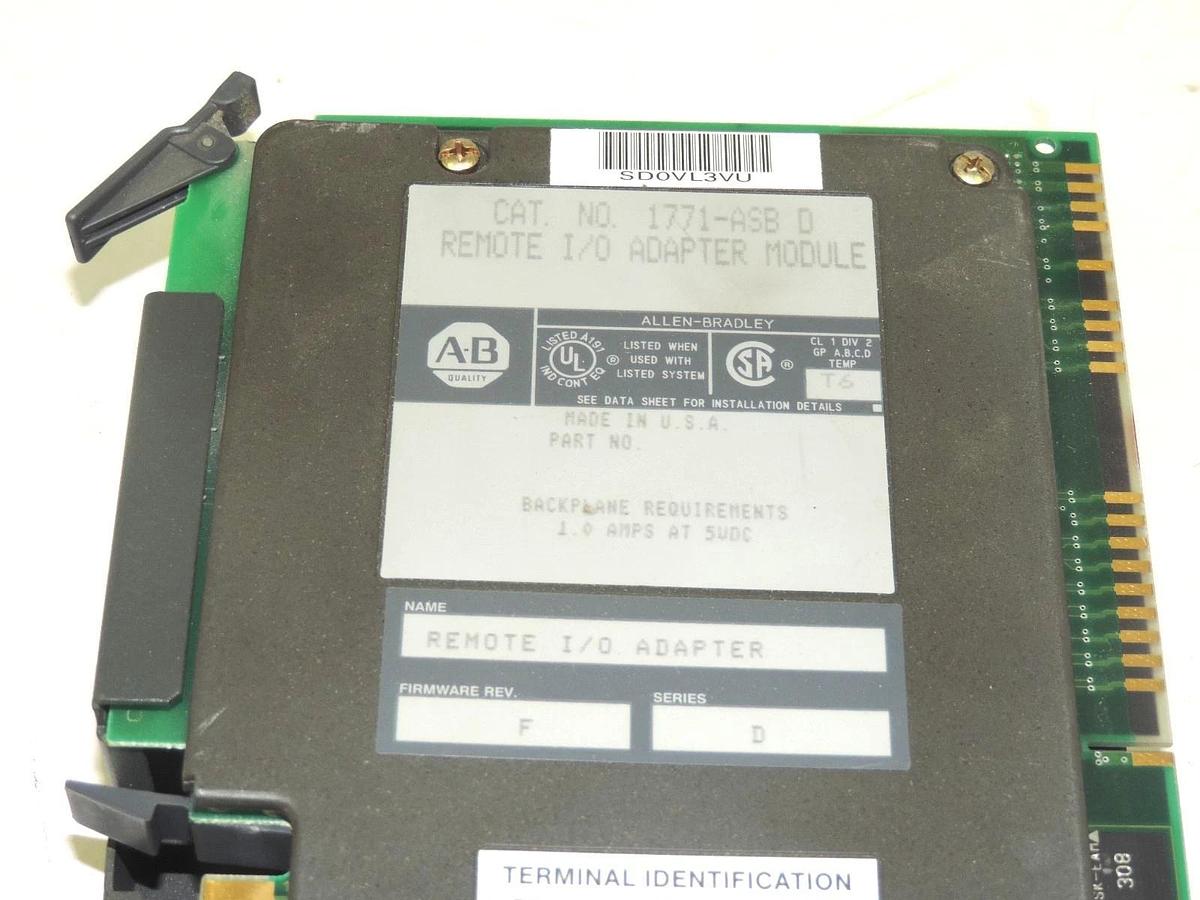 Used ALLEN BRADLEY 1771-ASB/D REMOTE I/O ADAPTER MODULE 1771ASB SER. D