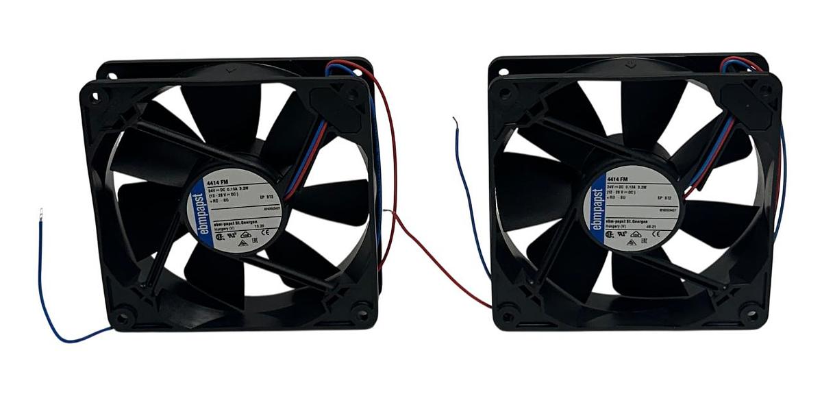Used 2 EBM-PAPST 4414 FM / 4414FM DC AXIAL COMPACT FANS 12-28VDC 3.2W .13A 119mm NSNP