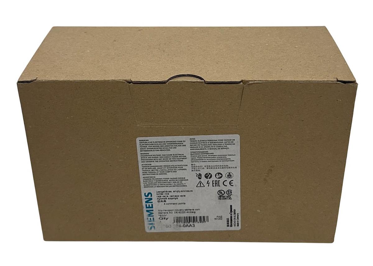 Used 3 SIEMENS 3SB3 804-0AA3 / 3SB38040AA3 EMPTY ENCLOSURES FOR COMMAND DEVICES NSMP