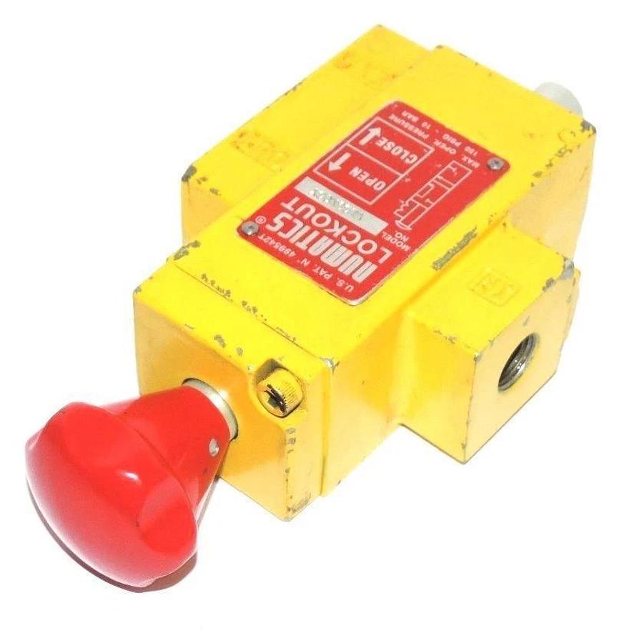 Used NUMATICS VL30N03Y VALVE LOCKOUT YELLOW 3/8" NPT 150 PSI