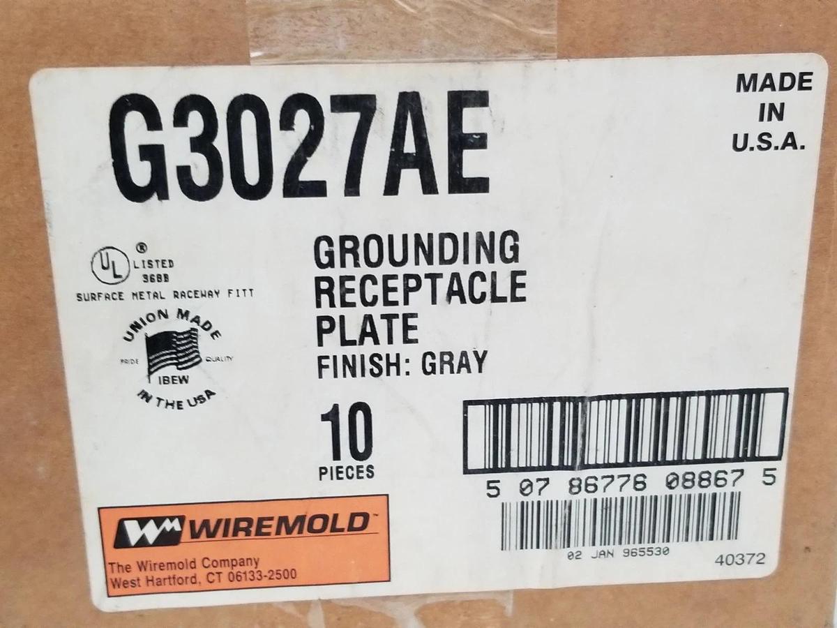 Used LOT OF 7 NEW WIREMOLD G3027AE GROUNDING RECEPTACLE PLATES, GRAY