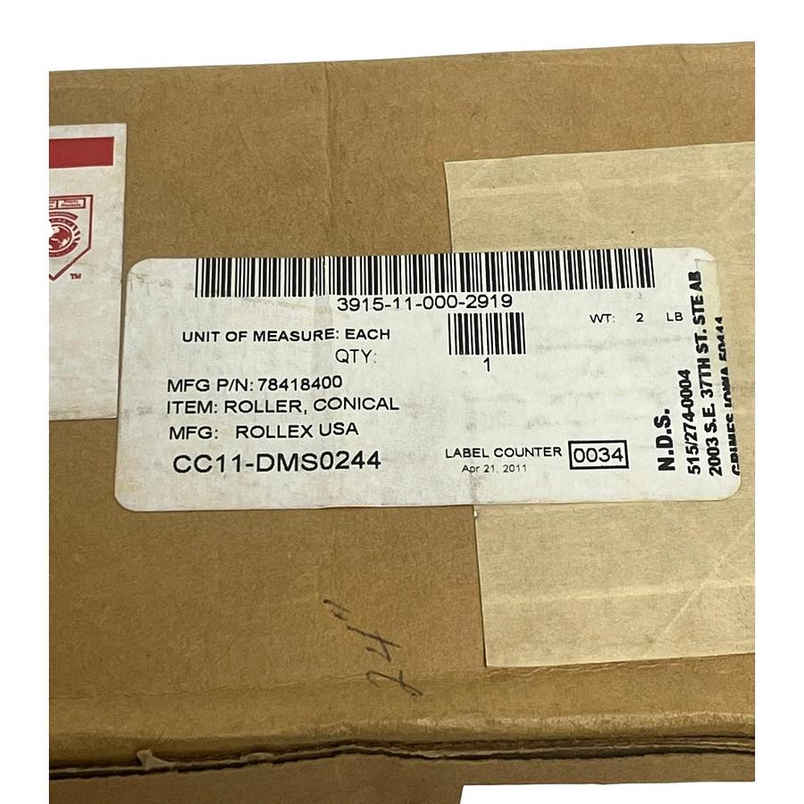 Used Rollex USA 78418400 Conical Tapered Conveyor Roller HKC 6000Z Dual Groove NOS